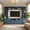 Blue, variant on Farmhouse Entertainment Center Wall Unit for 70" TV, Built-in TV Stand w/ Bridge & 4 Drawers, Media Console, Black