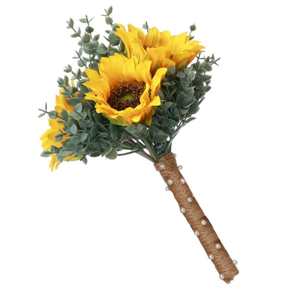 CTIRCHIU Realistic Faux Sunflower Bridal Bouquet Decorative Flower Arrangement for Photography Props
