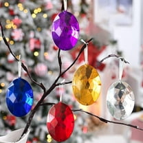 Plastic Gemstone Ornament, Shimmering Blue Pendant, Holiday Tree Decoration, Hanging Loop Design, Home Festive Decor