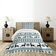 thumbnail image 4 of Ambesonne Nordic Quilted Bedspread Set 2 Pcs, Zigzag Reindeer and Snow, Twin Size, Black White Sky Blue, 4 of 5
