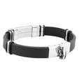 thumbnail image 2 of Stainless Steel Black Rubber Silicone Silver-Tone Greek Key Mens  Bracelet, 2 of 3