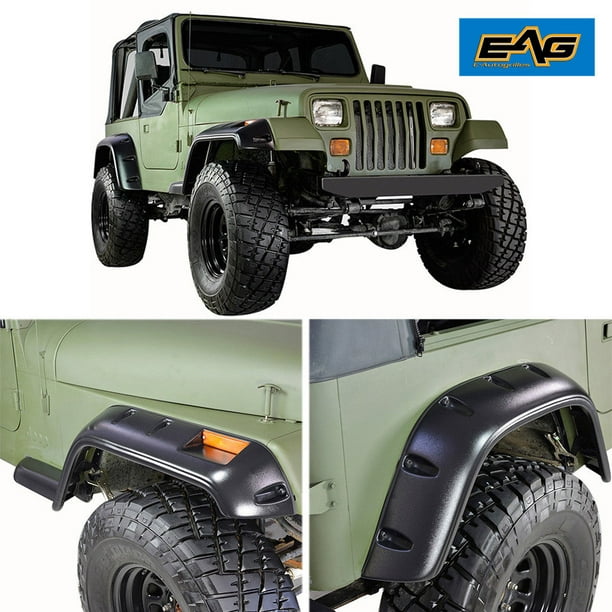 EAG Fender Flare Wheel Cover Trim Pocket Rivet Style - fits 87-95 Jeep  Wrangler YJ - 1 set (4) 