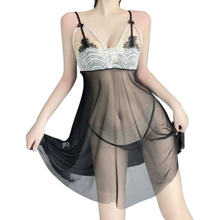 

Lingerie for Women Lingerie For Lace Embroidered Translucent Pajama Sling Nightdress Thong