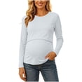 thumbnail image 2 of Neewe Women's Cotton Blend Solid Color Crew Neck Long Sleeve Maternity T-Shirt Top Pregnancy Shirt, 2 of 8