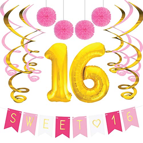 Sterling James Co Sweet 16 Birthday Party Pack Sweet Sixteen Decorations Party Favors Supplies Gifts Themes And Ideas Milestone Happy Birthday Decorations Walmart Canada