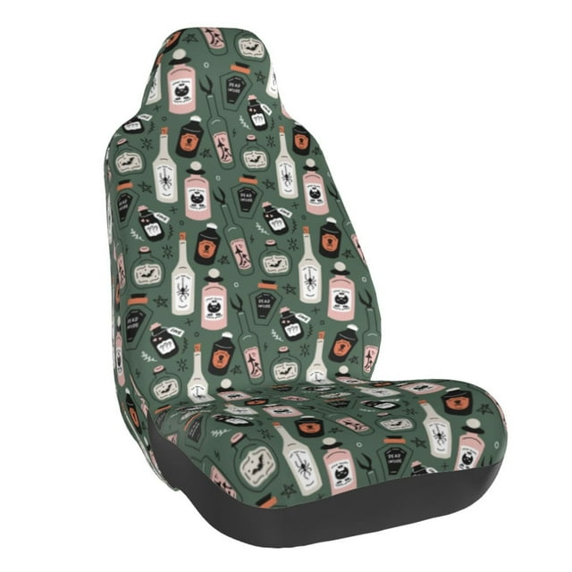 Wukai Halloween Potions Full Set Car Seat Covers with Soft Padding Universal Auto Front Seats Protector and Cushion Mat