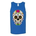 thumbnail image 2 of Wild Bobby Day Of The Dead Sugar Skull Pop Culture Men Graphic Tank Top, Royal, 3X-Large, 2 of 5