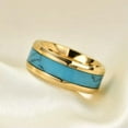 thumbnail image 6 of EOEMY 8mm Turquoise Titanium Steel Silver Gold Black Band Male Fashion Ring Size 5-14, 6 of 9