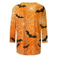 thumbnail image 5 of VKOYWKM Halloween Shirts Women Spiderweb Bat Graphic T Shirts 3/4 Sleeve Loose Fit Crew Neck Halloween Party Blouses, 5 of 5
