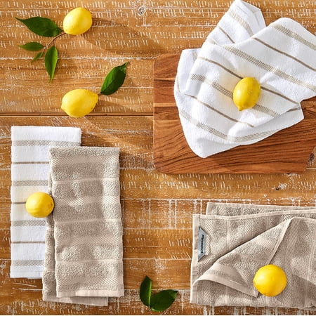 YILOSF-Albany Kitchen Towel 4-Pack Set Milkshake Tan/White 16 x26