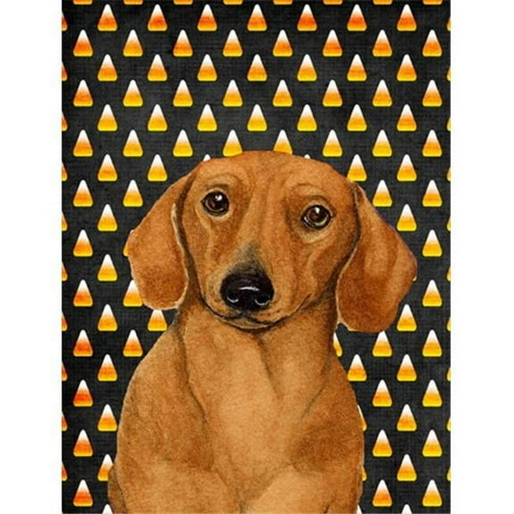 11 x 15 in. Dachshund Candy Corn Halloween Portrait Garden Size Flag