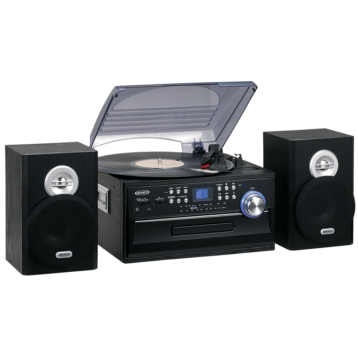 Cassette and AM/FM Stereo Radio Jensen JTA-475 3-Speed Turntable with CD 