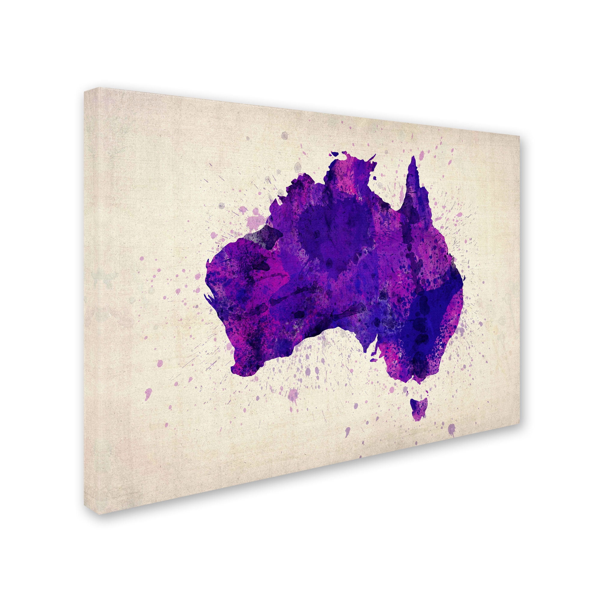 Trademark Art 'Australia Paint Splashes Map' Canvas Art by Michael Tompsett
