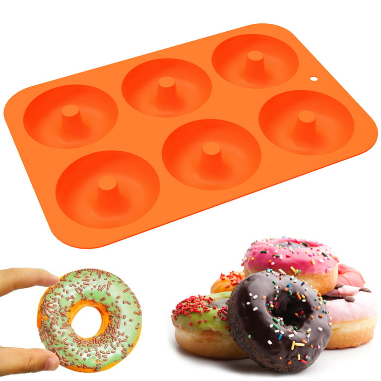 Jandel 2 Pack Donut Pan,Non-Stick Silicone Donut Molds for 6 Full-Size Donuts, BPA Free Baking Mold Sheet Tray, Easy Clean and Dishwasher Microwave