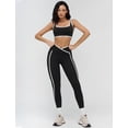thumbnail image 3 of PISONIC Womens Two Piece Workout Set Spaghetti Straps Color Block Sports Bra Matching High Waist Leggings Gym Work Out Outfits, 3 of 7