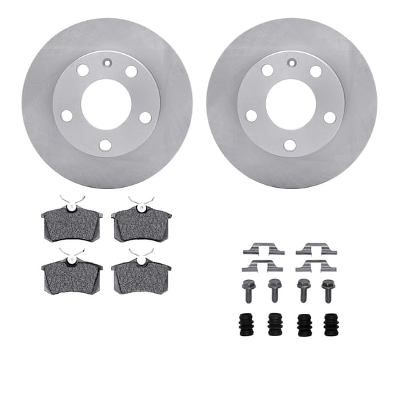 Dynamic Friction Company Rear Brake Rotors with 5000 Euro Ceramic Brake Pads includes Hardware 6612-73172