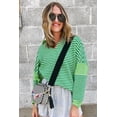 thumbnail image 3 of FOLUNSI Elegant V-Neck Green Stripe Knit Top - Versatile Casual Style, 3 of 8