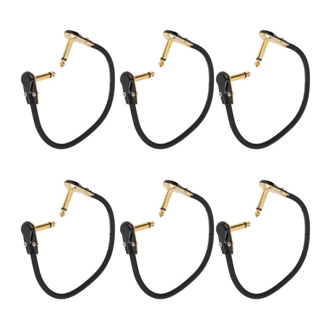 6 Pack Guitar Patch Cable Right Angled Plugs Slim Right Angle Guitar Patch Cable Kit Electric Bass Keyboards Effects