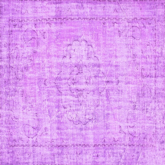 Ahgly Company Indoor Square Abstract Purple Contemporary Area Rugs, 7' Square