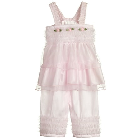 

Laura Dare Little Girls Pink Strappy Pajama Set with Ruffles Sz 3T