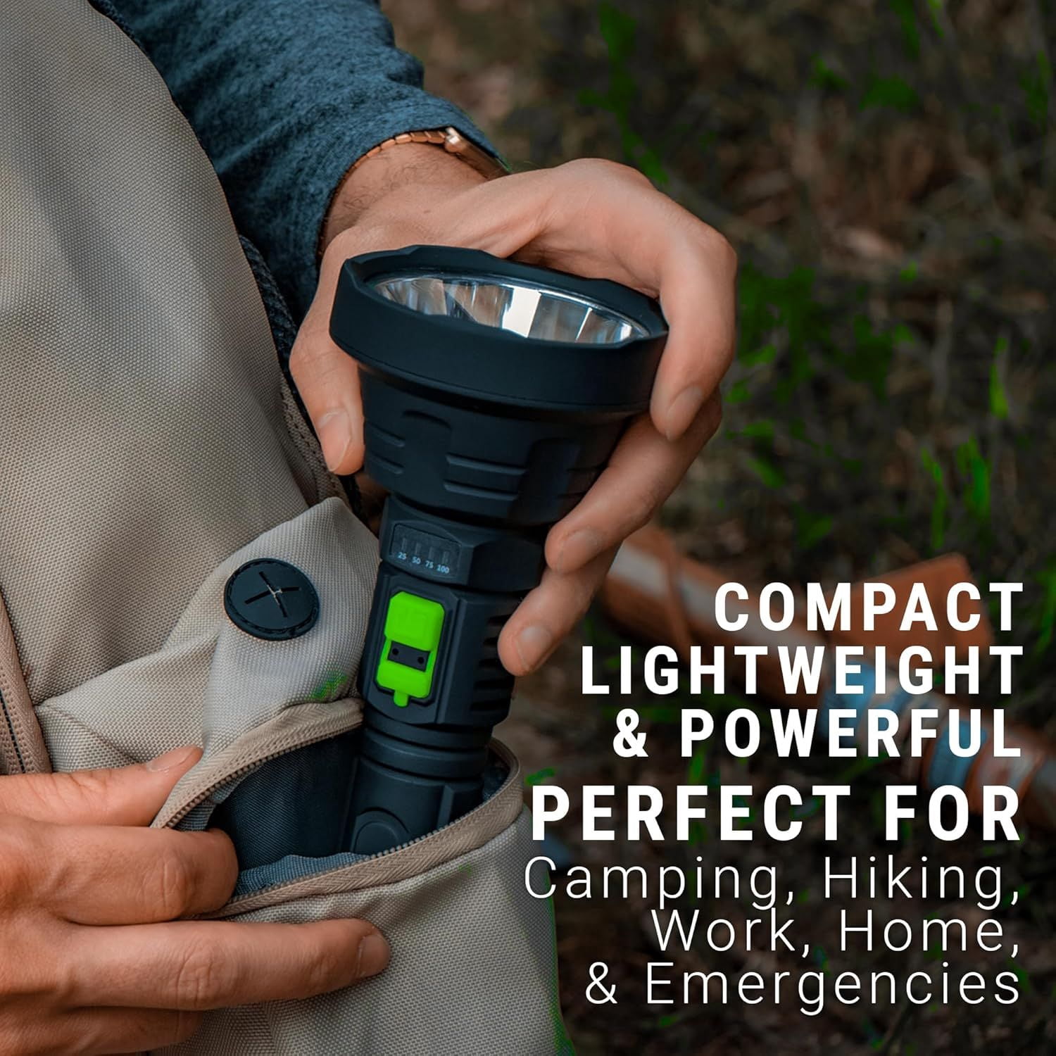 LitezAll Ultac2 Ultra Lite 1000-Lumen Rechargeable Flashlight, Soft Touch Hybrid Beam Emergency Light