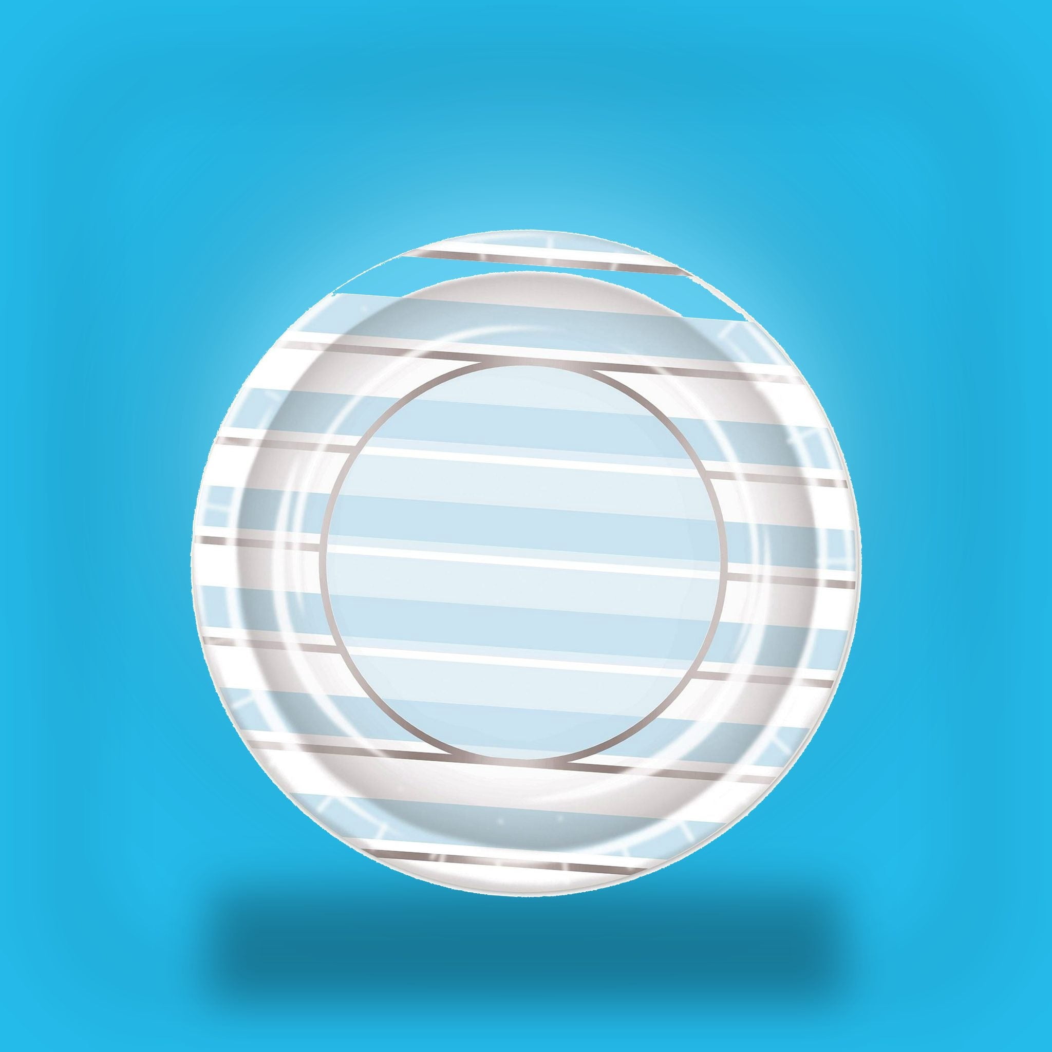96 Pack Bulk Blue Striped Paper Plates 9 inch