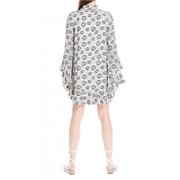 Max Studio London Tie-Neck Flounce Dress CreamBlack M