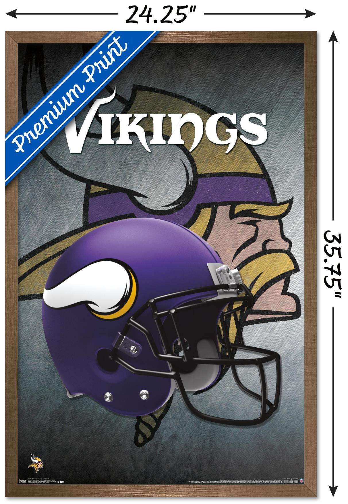 NFL Minnesota Vikings - Helmet 16 Wall Poster, 22.375" x 34", Framed