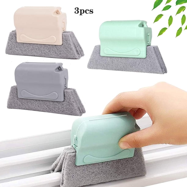 Cepillo de limpieza de ranuras para ventanas creativo de 3 piezas, cepillo de limpieza de ventanas mágico que limpia todas las esquinas y espacios, cepillo de limpieza de ventanas, cepillo de