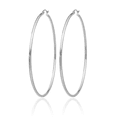 thumbnail image 5 of 14K Solid White Gold Tube Round Large Hoop Earrings, 5 of 10