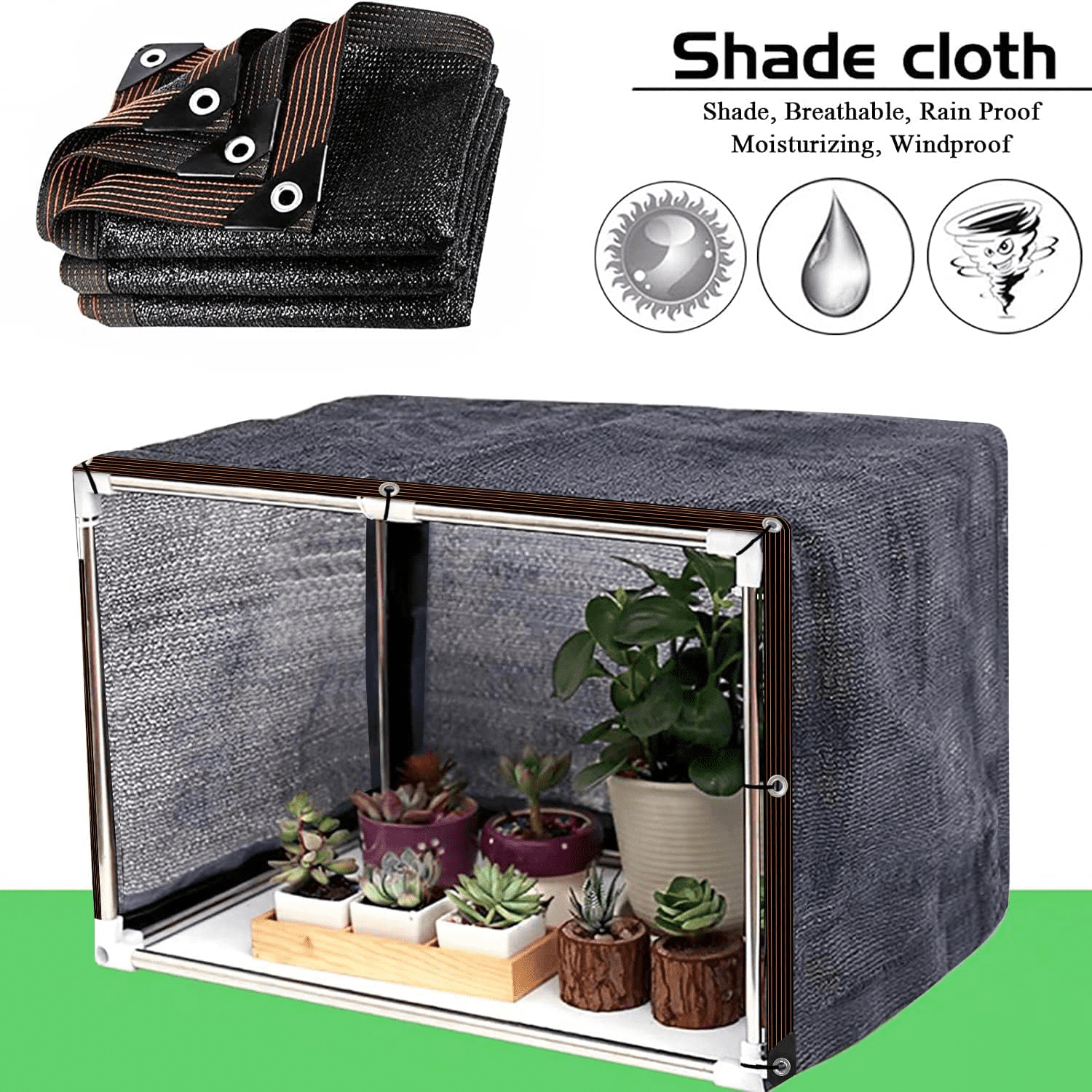 Garden 70% Shade Cloth, 10 x 20 FT Shade Mesh Tarp with Reinforced Grommets, Black Outdoor Sunblock Shade Cloth Cover for Plants, Greenhouse, Patio, Chicken Coop, Tomatoes Sun Shade Net