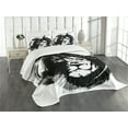 thumbnail image 3 of Ambesonne Lion Quilted Bedspread Set 3 Pcs, King of the Forest Freedom, King Size, Black and White, 3 of 5