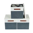 thumbnail image 2 of DECOMOMO 3-Pack Empilable Cube Bac de Rangement avec Couvercles Robuste en Toile Conteneur avec Poignées PU, 2 of 9