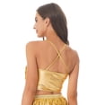 thumbnail image 6 of Haitryli Women's Belly Dance Crop Tank Tops Shiny Sequin Fringed Trim Club Camisole Dancewear Gold L, 6 of 7