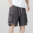 thumbnail image 5 of Jjayotai George Shorts Men, Men's Drawstring Elastic Waist Cargo Shorts, Straight Leg Baggy Streetwear Shorts with Pockets, 5 of 9