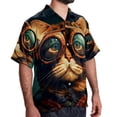 thumbnail image 2 of Retro Cat Men's Short Sleeve Beach Shirts, Casual Poplin Button Down Shirt, Summer Casual Printed Unisex Shirts, 2 of 6