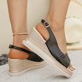 thumbnail image 4 of hoksml Women's Peep Toe Wedge Sandals Slingback Buckle Platform Wedges 2.95 Inch High Heel Summer Dressy Shoes, 4 of 9