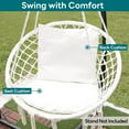 thumbnail image 5 of Macrame Hammock Chair Hanging Swing Chair Max 330 Lbs with 2 Cushions and Hardware Kits for Indoor Outdoor Bedroom Patio Garden - Light Grey, 5 of 10