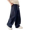 thumbnail image 5 of WAYUTE Pants for Boys Cargo Pants High Waisted Loose Fit Breathable Kids Solid Color Baggy Pants with Pockets Summer Streetwear Trousers Outdoor Casual,11-12 Y,Navy, 5 of 6