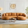 thumbnail image 2 of Modern Sectional Sofa Curved Couch, Luxury Bonded Leather Upholstered Sofa with Chaise, 124.8''  Oversized Curved Leisure Couch with  7 Pillows for Living Room, Right Chaise, Orange, 2 of 9