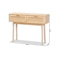 thumbnail image 1 of Baxton Studio Baird Mid-Century Modern Mesa consola con 2 cajones de madera y ratán con acabado marrón claro de roble claro Baxton Studio 193271172009, 1 of 2