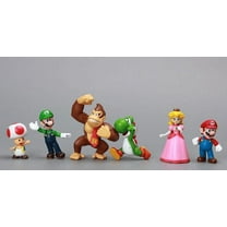 6pc Super Mario Bros Peach Toad Mario Luigi Yoshi Donkey Kong Action Figure Toys