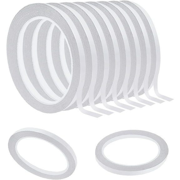 10 Rolls 1/4 inch Double Sided Tape Adhesive Sticky Tapes Thin for Clothes, Arts, Crafts, Photography, Scrapbooking, Tear-by-Hand, Paper Backing