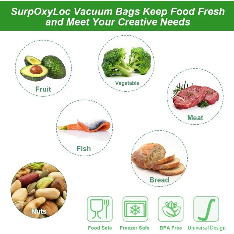 SurpOxyLoc 4mil100 Quart Size 8x12inch Vacuum Freezer Sealer Bags for Food ,bpa Free, Heavy Duty Commercial Grade,Sous Vide Vaccume Safe,Universal