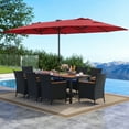 thumbnail image 4 of Gymax 11 PCS Patio Dining Set w/ 15ft Double-Sided Patio Umbrella (Base Included) Wine, 4 of 6