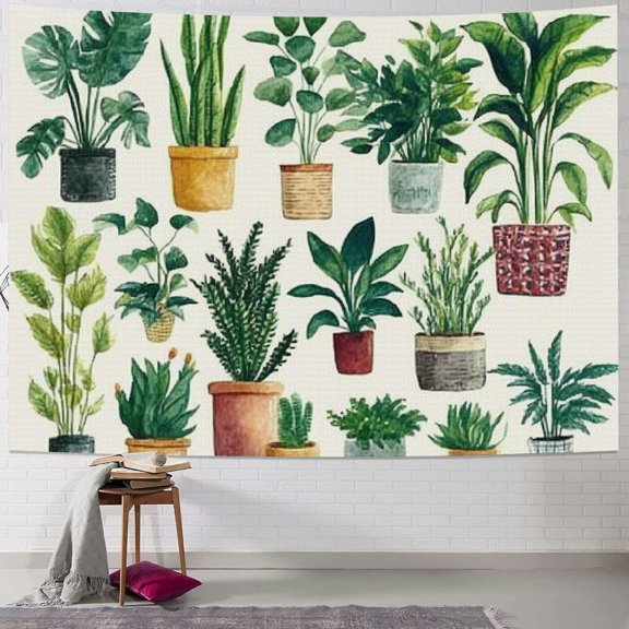 SHERONV Potted Plants Tapestry Wall Hanging Unique Style Living Room Art 40x30inch