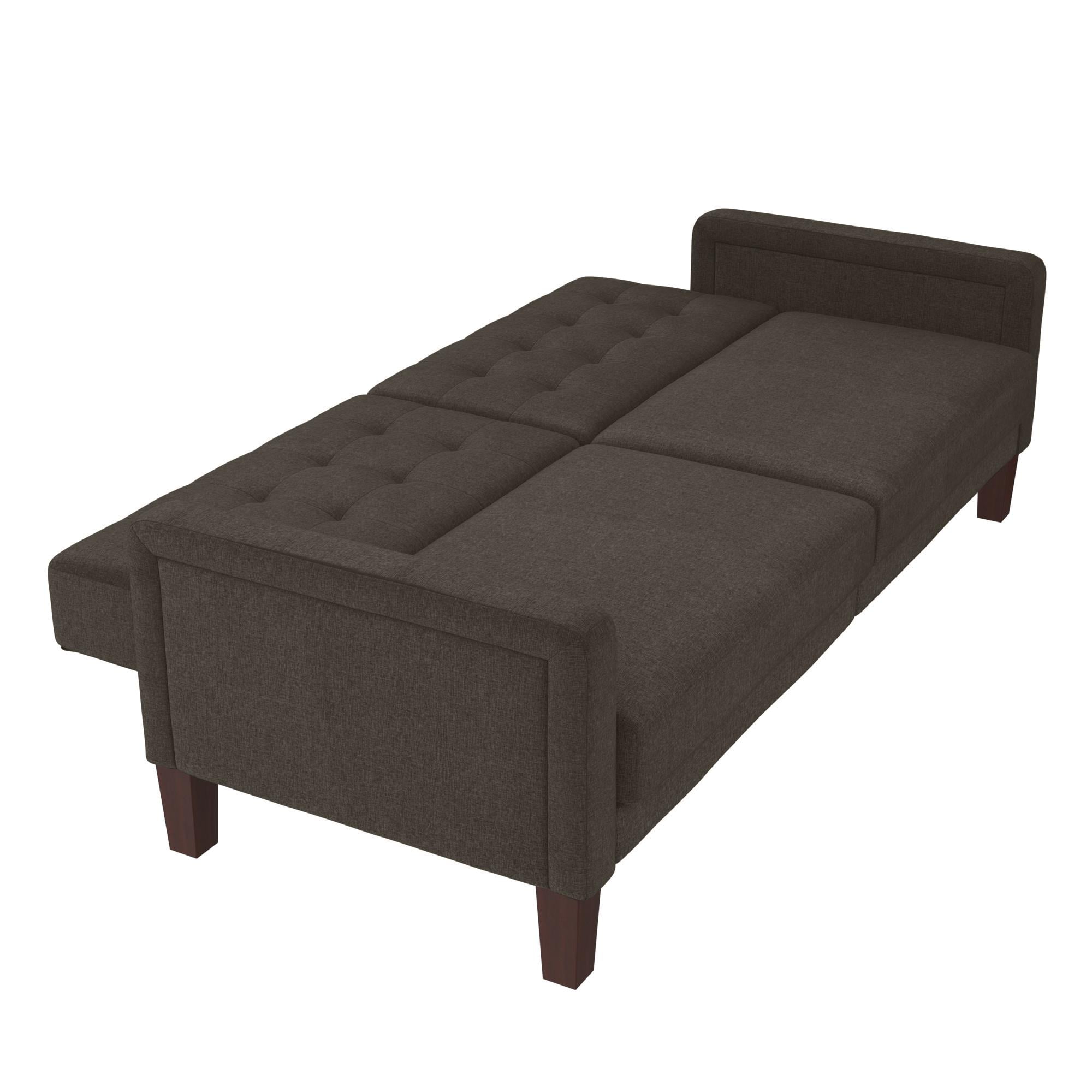 Better Homes & Gardens Porter Fabric Tufted Futon, Gray Linen