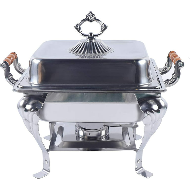 Food Warmer Square Stainless Steel Hydraulic Pressure Chafing Dish Buffet  Set/Big Glass Cover Large Enclosure/Hotel Breakfast, Food Warmers, Buffet