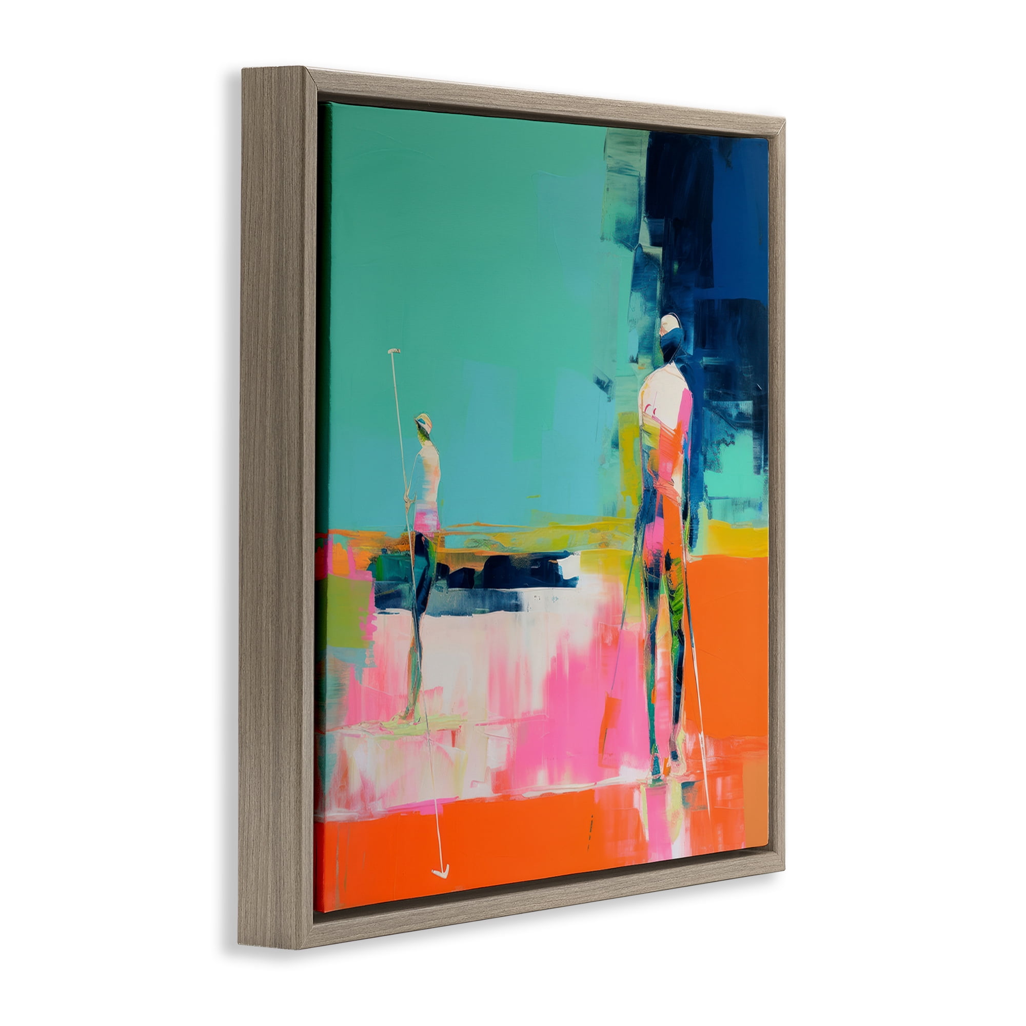 Stupell Industries Golf Course View Abstract Painting Brown Floater Framed Canvas Art Print Wall Art, 25 x 25