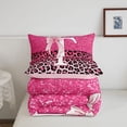 thumbnail image 5 of Manfei Cute Letter T Queen Comforter Set,Classic Leopard Pattern Comforter Sets Queen,Pink,Pink Reversible,3pcs,1 Comforter and 2 Pillowcases, 5 of 7